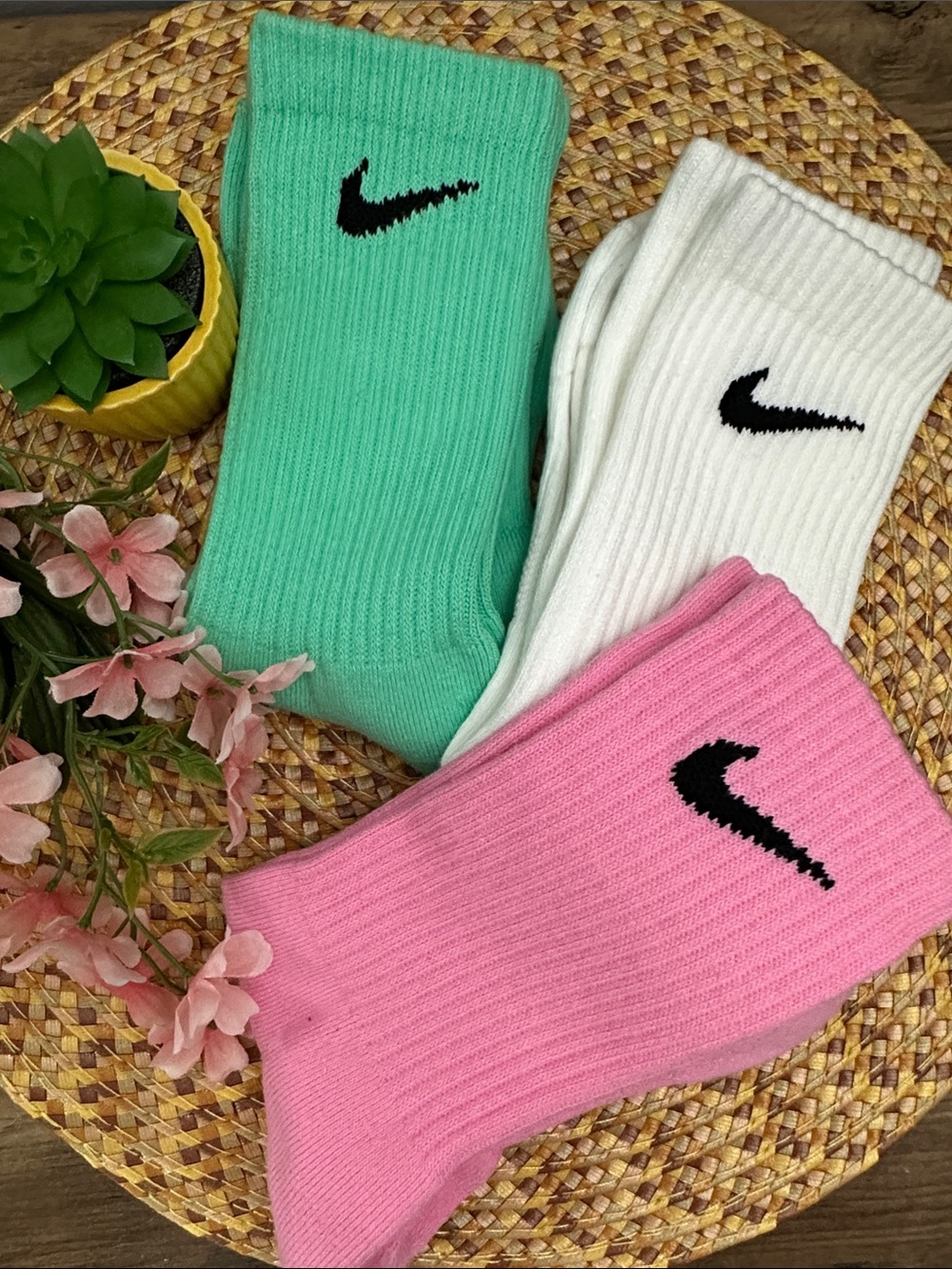 Nike Crew Socks — Mint, White, Pink - NEW